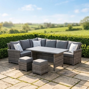 Set da Pranzo e Salotto <span class=keywords><strong>Rio</strong></span> per 8 Persone - Poliestere, <span class=keywords><strong>Alluminio</strong></span>, Polyrattan, Vetro, Include Braccioli - Product Image 3