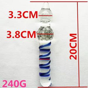 Dildo Kaca 21cm Dengan Kepala Ganda Mainan Seks untuk Wanita - Product Image 2