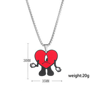 BINSHUO gioielli personalizzati in acciaio inossidabile all'ingrosso personalizzati collana con ciondolo a forma di cuore con stampa colorata Unisex - Product Image 6