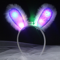 Serre-tête LED mignon en forme d'oreilles de lapin, avec paillettes et sequins, lumineux, pour fête phosphorescente – Prix usine