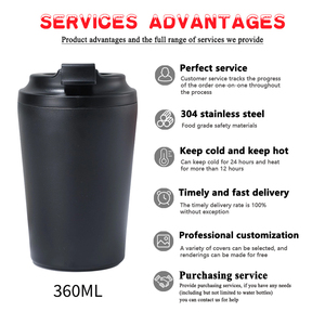 <span class=keywords><strong>Thermos</strong></span> 12oz en acier inoxydable, tasse à café isotherme sous vide, portable pour le bureau, la maison et la voiture, tasse cadeau avec couvercle - Product Image 2