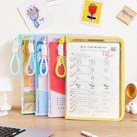 2026 Macaron - Carpeta Transparente de PP A4, Gran Capacidad, para Libros de Texto, con Cierre, Bolsa de Papelería Impermeable para Estudiantes, Shlan Plf01