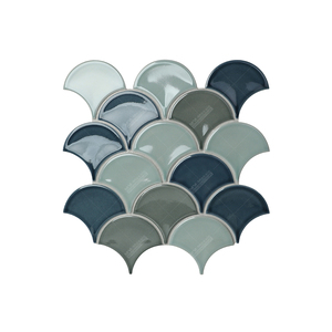 Mixed Color Glossy Glazed Porcelain Fan Shaped Fish Scale <b>Tiles</b> Mosaic for Bathroom Wall Kitchen <b>Backsplash</b> Hotel Shower Project - Product Image 3