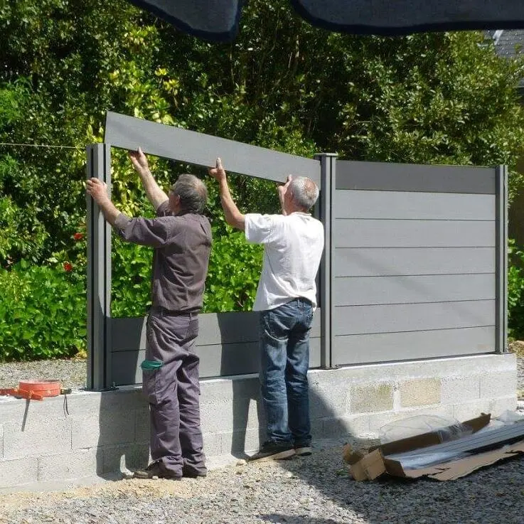 Facilità di installazione bicolor legno composito privacy giardino wpc recinzione meglio di pvc recinzione