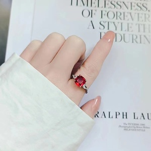 American Style Zircon <strong>Ruby</strong> Gemstone Wedding Party Women Square Big Diamond <strong>Rings</strong> Jewelry Free Size - Product Image 4