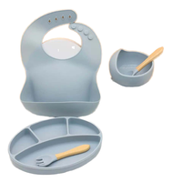 Lot de 7 pièces : Ensemble d'alimentation moderne en silicone écologique pour bébé, comprenant une tasse à bec anti-fuite et un bol à ventouse avec assiette en silicone, sans BPA, pour les entreprises alimentaires