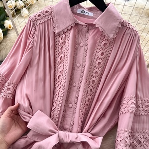 Vestidos de Mujer Estilo Retro Primavera 2025, Elegantes, con Mangas Largas Tipo Linterna, Decoración de Botones, Cintura Impero, para Otoño e Invierno - Product Image 4