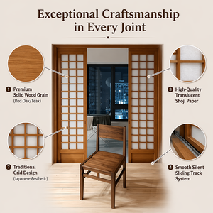 Maßgefertigter Japanischer <span class=keywords><strong>Shoji</strong></span>-Schiebebildschirm mit Zedernholzrahmen, Handgefertigtem Reispapier-Panel und Kumiko-Gitter für Wohnzimmer und Haus - Product Image 4