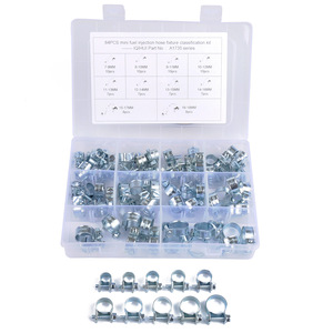 IQIHUI 84Pcs <b>Mini</b> Hose <b>Clamps</b> Set 7-18mm Stainless Steel Fuel Air Pipe <b>Clamp</b> Kit A1735 Series - Product Image 1