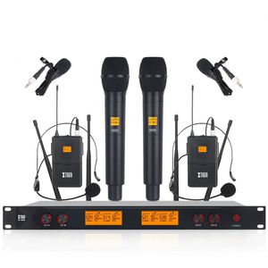 Micrófono Inalámbrico Dinámico Profesional de 4 Canales Xtuga A400 con Auriculares UHF de 2 Canales y Micrófono de Solapa para Uso en Estudio y Escenario - Product Image 1