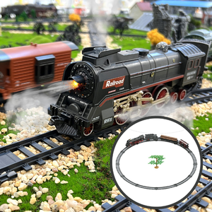 Juego de regalo de juguete de pista de tren de vapor retro transfronterizo, juguete de coche de pista eléctrica simulada con luces y música - Product Image 3
