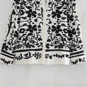 TAOP & ZA 2023 baju wanita lengan panjang, baju belah samping linen dicampur longgar modis 8026460 - Product Image 4