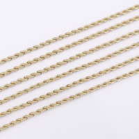 Chaîne de cou en or plaqué or 14 carats, style hip-hop, maillons torsadés, épaisse, 22'', 24'', 26'', 3 mm, pour femme