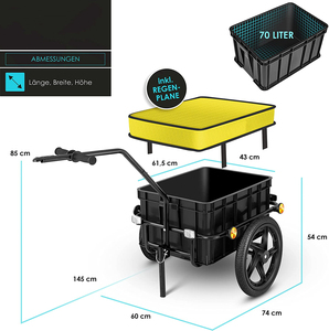 Carro de mano de carga <span class=keywords><strong>para</strong></span> remolque de <span class=keywords><strong>bicicleta</strong></span>, barra de acoplamiento <span class=keywords><strong>para</strong></span> transporte de bicicletas, <span class=keywords><strong>caja</strong></span> de transporte - Product Image 3