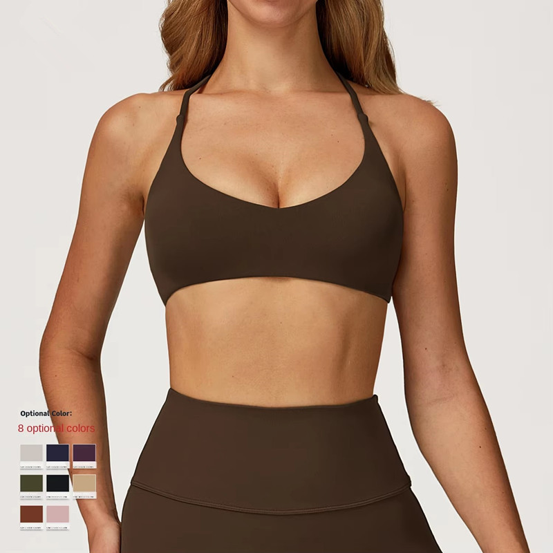 Yungan Yoga Bra Quick-Drying Cross-Back Fitness Wear High-Strength Casual Running Sports Underwear Seamless Solid