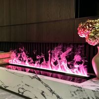 Cheminées électriques à vapeur d'eau linéaires pour système mural sous téléviseur avec cadre en acier inoxydable pour usage extérieur et domestique