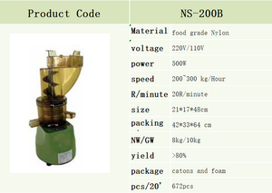 Presse-agrumes à froid commercial NS-200B 200-300 kg/h 20 tr/min <span class=keywords><strong>Extracteur</strong></span> de <span class=keywords><strong>jus</strong></span> de grenade et d'agrumes de qualité alimentaire - Product Image 5