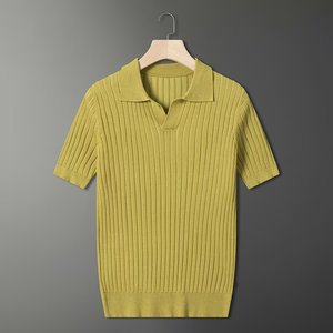 เสื้อโปโลถักแขนสั้นผู้ชาย, MLXL2XL3XL ลำลองสีพื้นฤดูร้อน - Product Image 2