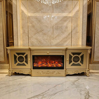 Meuble TV design luxe léger avec foyer électronique à flamme simulée et chauffage, mobilier moderne pour la maison