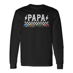 Camiseta de manga larga a juego para la familia Papa Retro Monster Truck, talla para el día de cumpleaños - Product Image 1