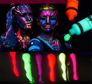 Peintures pour le visage fluorescentes 25ml Peintures pour le corps dans le noir UV Glow Blacklight Neon Face Body Paint - Product Image 4