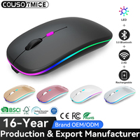 Mouse Inalámbrico Recargable por USB Bluetooth RGB Silencioso Ultrafino Delgado Ergonómico con Retroiluminación para Laptop PC Tablet