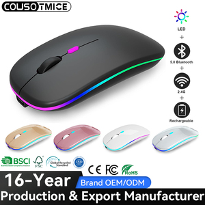 USB Rechargeable Wireless <strong>Mouse</strong> Bluetooth RGB <strong>Mouse</strong> Silent Ultra-thin Slim Ergonomic <strong>Mouse</strong> <strong>With</strong> Backlight for <strong>Laptop</strong> PC Tablet - Product Image 1