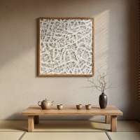 Art mural tissé à la main abstrait moderne, peinture texturée en 3D avec des racines d'arbre, entièrement faite à la main, matériaux écologiques, décoration intérieure