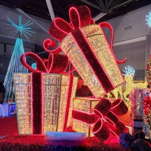 Đèn trang trí Giáng sinh ngoài trời hình hộp quà tặng khổng lồ <span class=keywords><strong>3D</strong></span>, đèn LED - Product Image 1