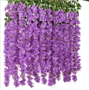 AF0701散装出售人造紫藤Flor供应花卉浓密丝绸藤蔓拉塔悬挂花环悬挂用于装饰