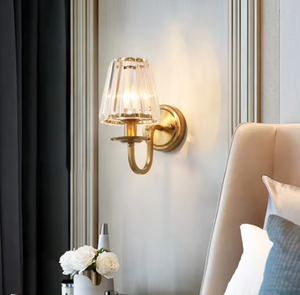 New Arrival Luxury <b>Indoor</b> Glass Garden Hotel Nordic <b>Modern</b> Gold <b>Light</b> <b>Wall</b> Lamp Chrome Led 15w with Crystal - Product Image 2