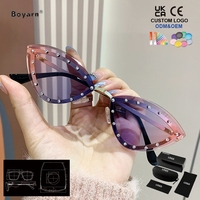 Lunettes de soleil œil-de-chat sans monture colorées Boyarn – Nouveauté pour le street style et les défilés, décoration spéciale
