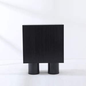 <span class=keywords><strong>Buffet</strong></span> en placage de chêne de conception moderne en gros, 2 <span class=keywords><strong>portes</strong></span>, noir, en bois, pour le salon, armoire de rangement latérale - Product Image 2