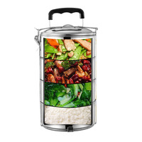 Boîte alimentaire isotherme à double paroi sous vide 14 cm, 2 niveaux, en acier inoxydable, chauffe-plat, pour le bien-être des employés
