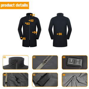 Electric Far Infrared Carbon Men Long <strong>Heated</strong> Windbreaker Winter <strong>Jacket</strong> With Battery for Hiking Outdoor Work Ski - Product Image 6