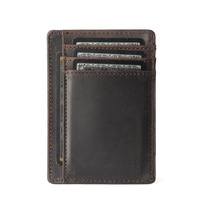Grosir dompet kulit asli Crazy Horse antik dompet tempat kartu minimalis ultratipis dompet kulit sapi