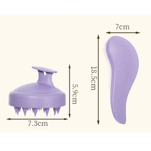 Set Pettine Districante in Paglia di Grano e Spazzola Massaggiante per Cuoio Capelluto in Silicone con Logo Personalizzato, Confezione con Sacchetto, Spazzole Districanti da Donna - Product Image 2