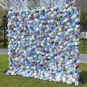 Muro de Flores Artificiales de Rosas Azules, Decoración Floral para Bodas, Popular en Internet - Product Image 4