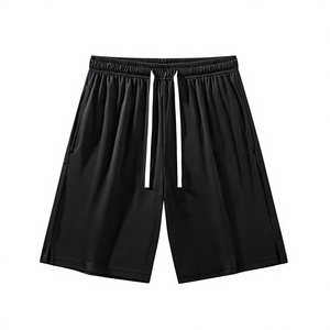 Wholesale Price Mesh Shorts Men's <b>Black</b> Quick Dry Bermuda Shorts Elastic Waist Solid Color Casual Polyester Sport Shorts - Product Image 1