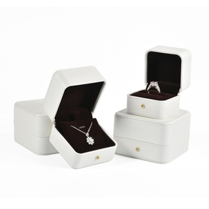 Custom Logo PU Leather Jewelry Box with Gold <b>Edge</b> Fashion Design Rectangle <b>Square</b> Shape Jewelry Storage Box - Product Image 2