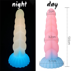 Jouets sexuels anaux lumineux en silicone pour femmes, avec ventouse, énorme plug anal souple et flexible, godemiché lumineux - Product Image 3