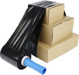 Film Estirable Industrial Negro de Alto Brillo, Plástico para Envolver Palets, Autoadhesivo, Embalaje Resistente - Product Image 1