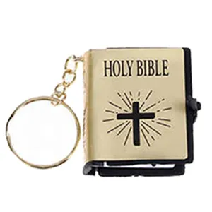 Wholesale mini bible keychain jesus religious key chain promotional gift metal keychain