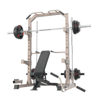 PINJIAN Banc de musculation en acier inoxydable avec support pour squats, barre de traction et support pour triceps, pour entraînement de force des bras