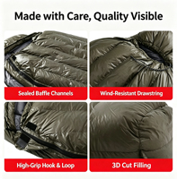 Sac de couchage d'hiver portable en duvet de momie, anti-évasion, avec compartiment 3D pour les pieds, en velours, connectable, pour l'alpinisme et la randonnée