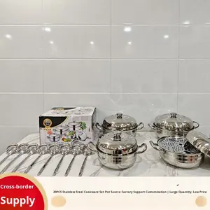 Offre Spéciale : Batterie de <span class=keywords><strong>Cuisine</strong></span> Multifonction 20 Pièces en Acier Inoxydable avec Couvercles en Verre, Compatible Gaz et Induction, Comprend des Couverts – <span class=keywords><strong>Cuisine</strong></span> Moderne - Product Image 4