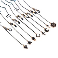 Chaîne de lunettes en métal Simple à la mode pendentif en or noir avec masquage Anti-perte tempérament de cou suspendu nouveaux accessoires de lunettes