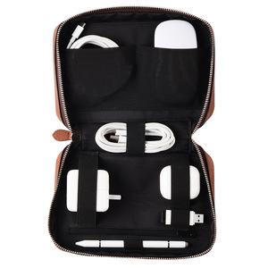 Leather Accessories Bag Organizer Power Bank Case, Electronics Accessory Travel Gear Organize Case,Cable Management Bag - Product Image 1