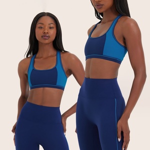 Customizable Lightweight Blue Sports Bra for Young Girls Sexy Hot Sale Seamless Design with Contrast Stitch Plus Size Yoga Set - Product Image 1