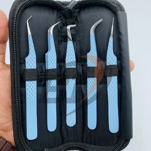 Pinzas Profesionales para Extensión de Pestañas de Color Azul Bebé, Personalizadas OEM, Aplicador de Pestañas con Punta Puntiaguda para Belleza - Product Image 4